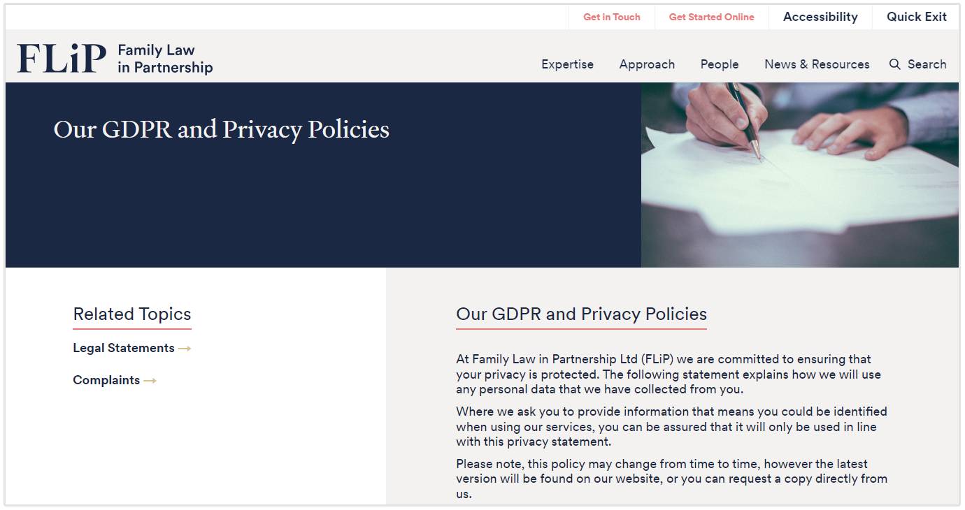 gizlilik politikası sayfası